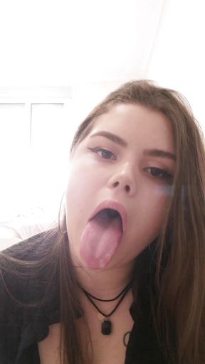 Ahegao with a cucumber