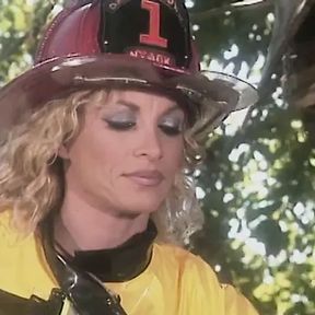 Blonde firefighters with big tits get fucked by an old hippy