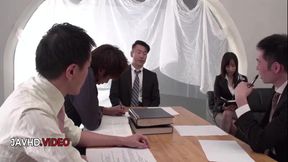 Busty Office Babe Rina Mayuzumi Takes on Multiple Cocks