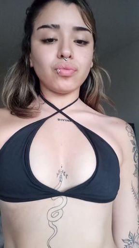 Amateur teen with big tits exposes her tight ass and pussy