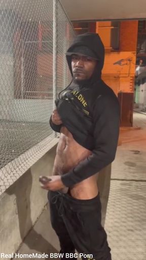 Outdoor Cumshot Stroking My Big Black Cock