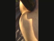 Outdoor fun in the sun with my favorite buttplug, risky, public trail near by