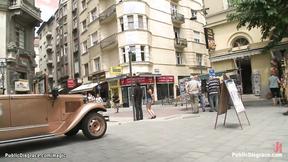 ”Little Euro hot girl fucks on a city bus”