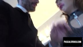 Brunette teen with small tits cums all over a stiff cock