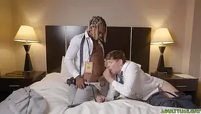 Ethan Chase and Adrian Hart watch some porn side-by-side and jerk off so that they can