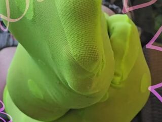 Green nylons with dots so lovely.