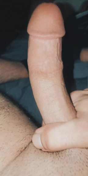 Hung son jerks off cock