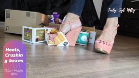 Giantess stomping and crushing boxes with high heels. 720p - Mobile