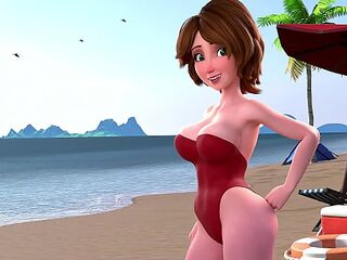 Sex on the Beach with Lustful Cass (HQ CG Hentai Porn) Eng Sub