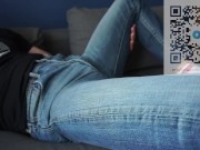 Humping hard in my jeans until loud moaning cum (full vid on onlyfans)