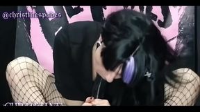 All Black BBW Goth Girl: Juicy Ass, Soft Feet, Passionate BJ & Gagging on BBC Dildo