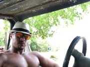 Diego Barros gives you an outdoor dashboard POV and spits on his fat uncut brazilian cock