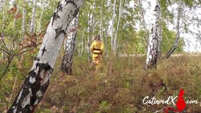 MILF outdoor blowjob and cum in mouth outdoors - parody