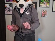 WILL THE KNOT FIT? @AngryBarks tries shoving 6 Weredog toys into Azure's Snoot