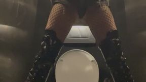 Pee POV - Nicole van Kuppeck takes you to the Ladies room - Femaled domination in leather and overknees boots - vertical 1080 HD mp4