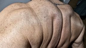 NEW! MASSIVE BACK HAIRY HUGE TRAPS NO SHAVING FBB MONSTER BACK MUSCLE MOMMY AMAZON