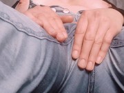 Bbw wetting and masturbating til orgasm in piss soaked jeans after long hold