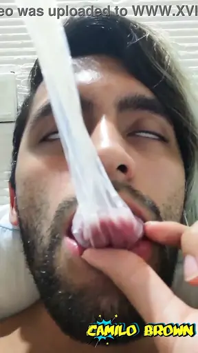 Cum inside a condom, eat the cum and cum a second time - Camilo Brown