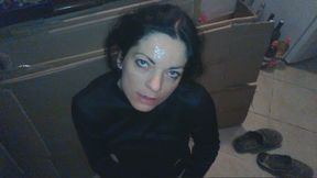 Milf eats cum after hardcore pussyfuck