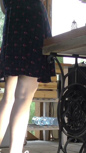 Rainy Day Barbeque Party with Short Skirts No Panties and with Small Thongs on Try On Haul Day with Leon Lambert Girls   Clip 1