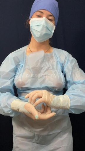 Surgical PPE Glove ASMR from Nude