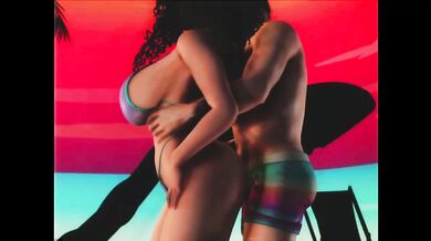 Vintage animated MILF big tits bikini melted