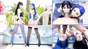 ”Jewelz Blu , Leda Bear Get Their Mouths Stuffed”