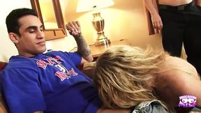 Blonde bimbo craves intense gangbang &mdash;  multiple studs ravish saggy tits &mdash;  pure sleazy filth