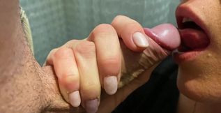 Blowjob and handjob with cum shoot on me