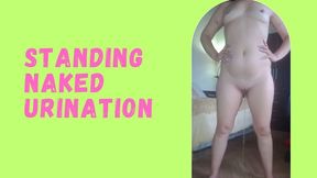 Urinating naked while standing