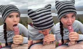 Juliette_mme Blowjobs Her Boyfriend On Top Of A Mountain