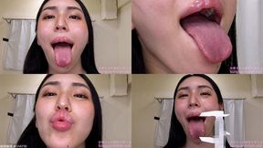 Aya Shiomi - Erotic Tongue and Mouth Showing