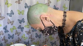 dessert with my scalp colored electric green