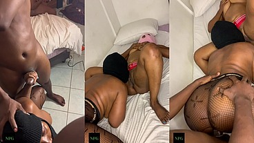 My girlfriend and I seduced our friends to have a hot threesome and i cum in her pussy
