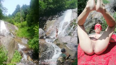 Naked Strip dance in the Waterfall and hot Masturbation outside - Angel Fowler