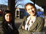 Cute amateur college harlots wrap their faces around a cock of a total stranger