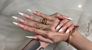 French manicure long nails and long fingers