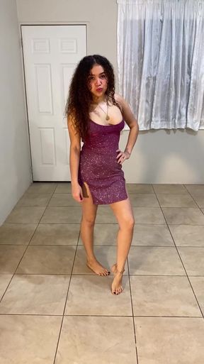 Sexy Woman in Purple Dress
