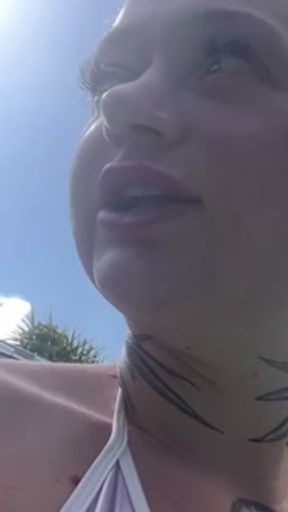 Girl gets caught fucking herself at HIS POOL!