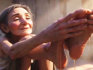 Granny Foot Oil Session - Feeling Intensive Fun & Longing Tongue