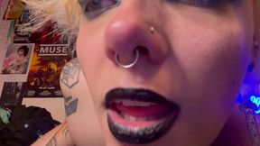 Goth Nostril Flaring, Rubbing Dildo, Drooling in Lipstick