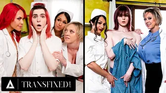 Trans lesbian doctors enjoy wild threesomes and anal with milfs