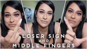 Loser Sign And Middle Fingers