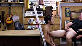 Skinny amateur stud POV fucked in pawnshop office by owner