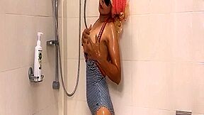 Asian Blonde Babe Taking A Shower