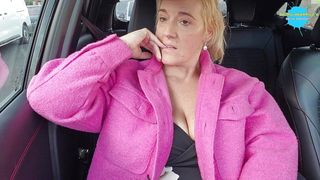 Wife plays with Her pussy while on a drive