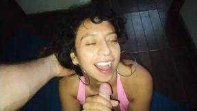 Up close and personal: Celeste is now practicing her deep throat