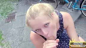 Real German Amateur Ballsucking In Public