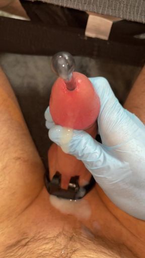 Epic moment from &quot;POV releasing chastity cage for sounding cumshot&quot;