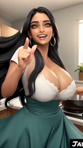 Indian beauty Jaya Anjali in her kitchen (Ai model)   Clip 2
